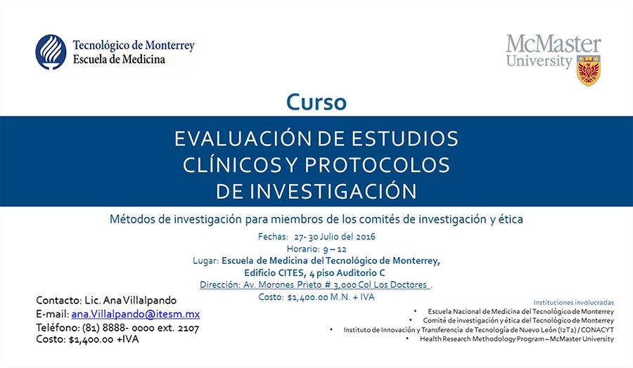 Curso: Evaluación de Estudios Clínicos y Protocolos de Investigación.